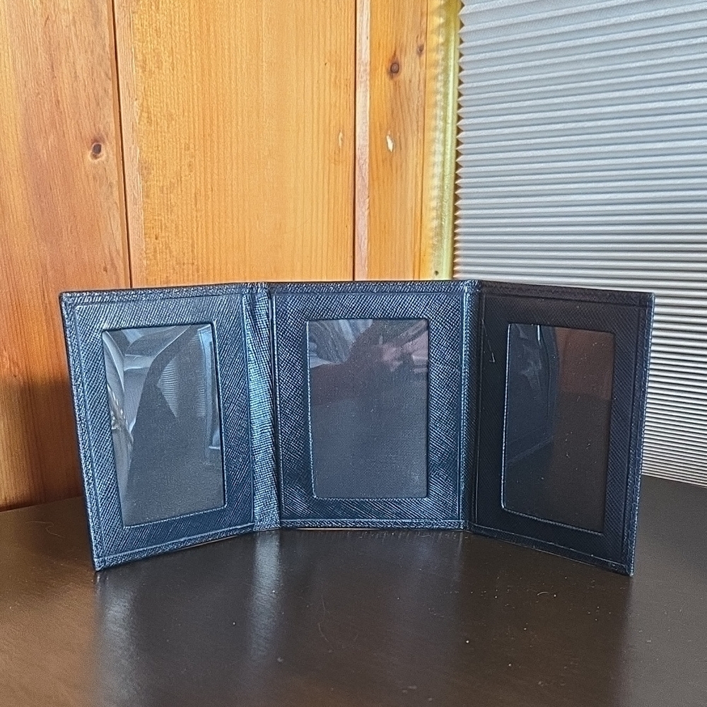 Crane's Tri-Fold Leather Photo Holder